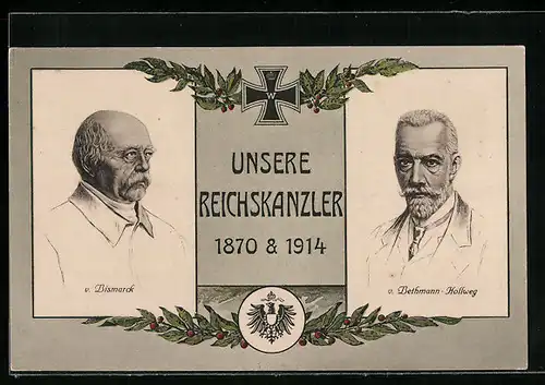 AK Reichskanzler von Bethmann Hollweg, Otto v. Bismarck, Eisernes Kreuz