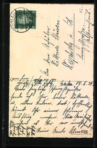 Präge-AK Maikäfer spielt Banjo mit seinen Insektenkumpels, Pfingstgruss