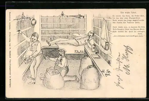 Künstler-AK H. Starkloff: Die erste Fahrt