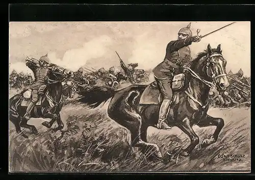 Künstler-AK Curt Schulz-Steglitz: Krieg 1914 /15, die siegreichen Deutschen bei Metz unter Kronprinz Rupprecht v. Bayern