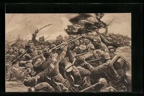 Künstler-AK Curt Schulz-Steglitz: Luneville, Erobergung der französischen Fahne, Der grosse Krieg 1914 /1915
