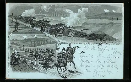 Lithographie Kaisermanöver, Belagerungsübung