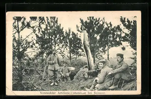 AK Versteckter Artillerie-Unterstand bei Soissons