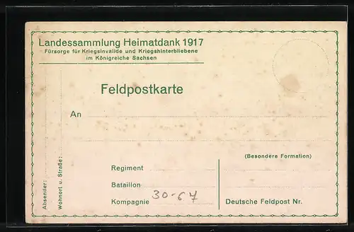 AK Landessammlung Heimatdank 1917, Kriegshilfe