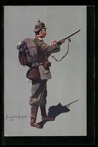 Künstler-AK Infanterist des 4. Garde-Regiments zu Fuss in Felduniform 1914-1915