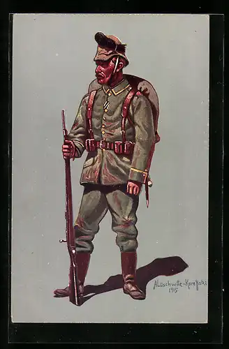 Künstler-AK Unteroffizier des Schützen-Regiments Prinz Georg Nr.108 in Uniform