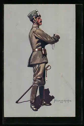 AK Stabsoffizier des 1. Leib-Husaren-Regiments Nr. 1 in Uniform