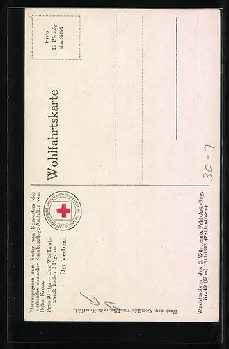 AK Wachtmeister des 3. Württemb. Feld-Artillerie-Reg. 1914-1915 in Felduniform mit Pfeife