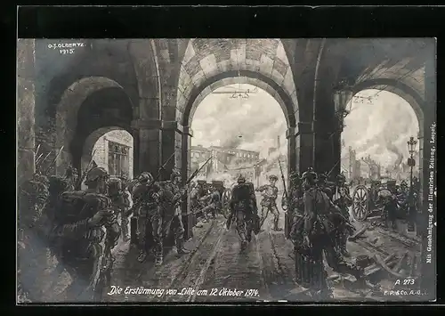 Künstler-AK Lille, Erstürmung der Stadt 1915