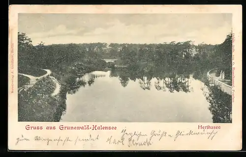 AK Berlin-Grunewald-Halensee, Der Herthasee aus der Vogelschau