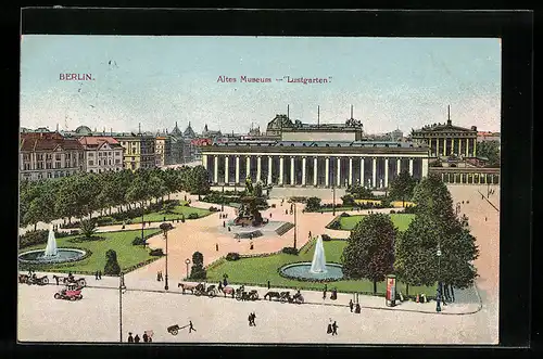 Künstler-AK Berlin, Passanten am alten Museum im Lustgarten
