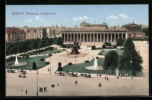 AK Berlin, Museum und Lustgarten mit Denkmal