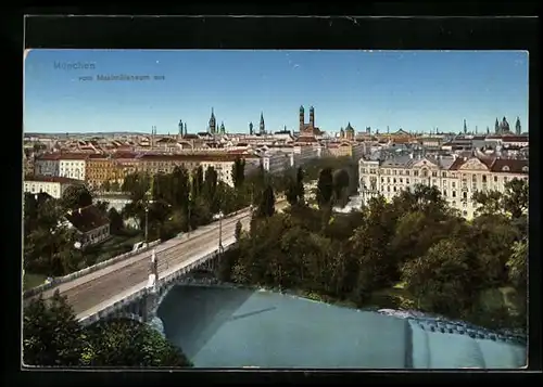 AK München, Blick auf die Stadt vom Maximilianeum aus