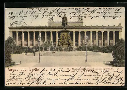 AK Berlin, Altes Museum mit Denkmal Friedrich Wilhelm III.