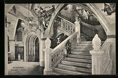 AK München, Rathaus, Keller, Innenansicht