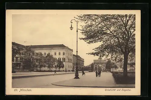 AK München, Universität und Siegestor