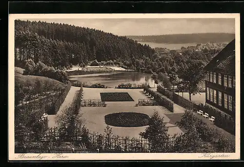 AK Braunlage /Harz, Kurgarten aus der Vogelschau