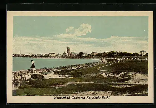 AK Cuxhaven, Ortsansicht mit Kugelbake-Bucht