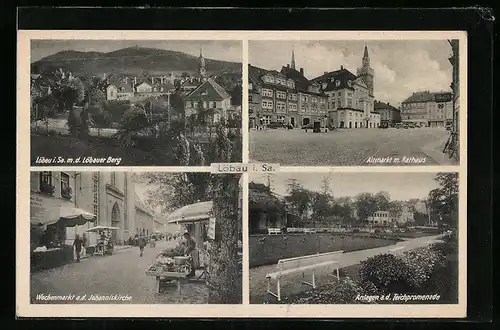 AK Löbau i. Sa., Altmarkt mit Rathaus