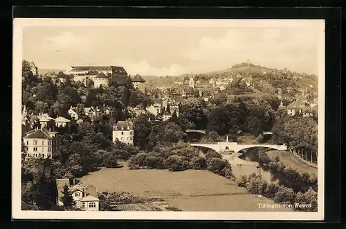 AK Tübingen, Ortsansicht mit Fluss