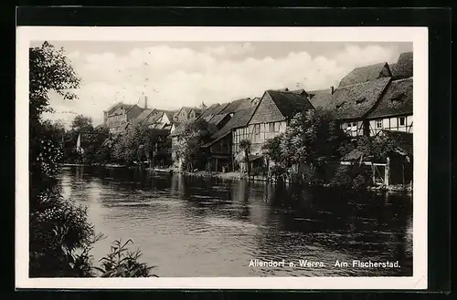 AK Allendorf a. Werra, Partie am Fischerstad mit Ortsansicht