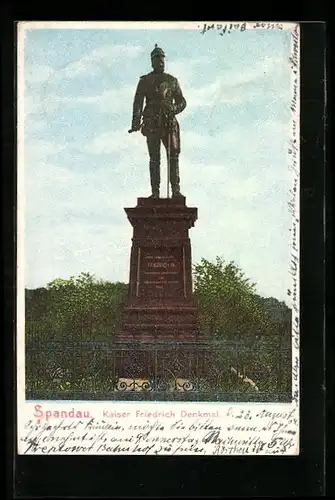Lithographie Berlin-Spandau, Kaiser Friedrich Denkmal