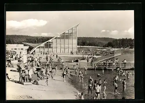 AK Hohenfelden bei Erfurt, Badegäste am Stausee