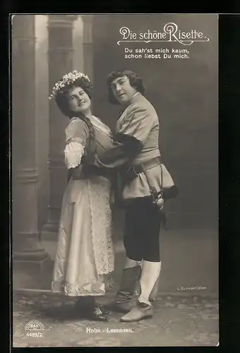 AK Operette Die schöne Risette, Du sahst mich kaum schon liebst du mich, Holm und Lussmann