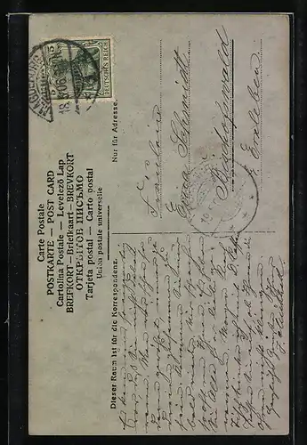 Künstler-AK Handgemalt: Schablonenmalerei, Idyllische Landschaft