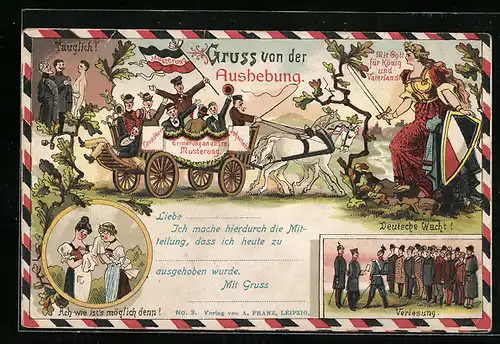 Künstler-AK Gruss von der Musterung, Aushebung, Deutsche Wacht