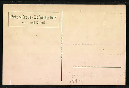 AK Erinnerung an die Kriegsjahre 1914 /17, Rotes Kreuz, Völkerschlachtdenkmal