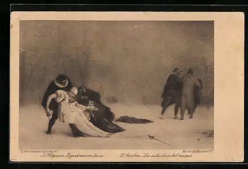 Künstler-AK L. Gérome: Les suites d`un bal masqué, Rotes Kreuz Russland