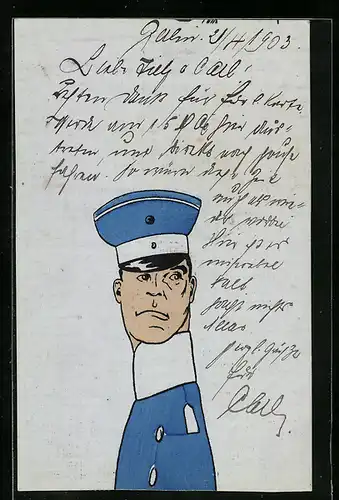 AK Soldat in Uniform mit Schirmmütze