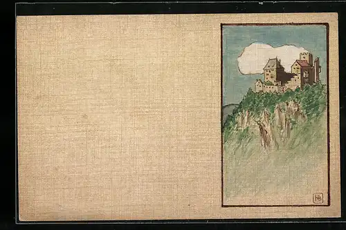 Künstler-AK Handgemalt: Landschaft mit Burg