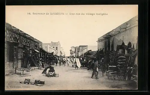 AK Djibouti, Une rue du village indigène, Ortspartie