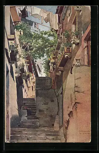 Künstler-AK Dubrovnik-Raguse, Rue Palmotic partie superieure