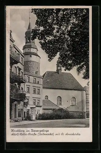 AK Hirschberg, Strasse mit St. Annakirche