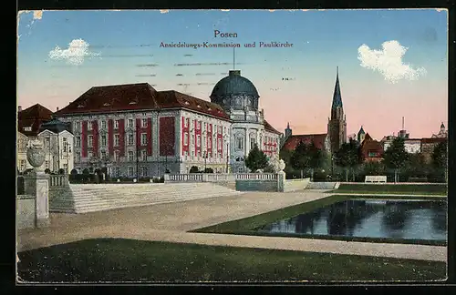 AK Posen / Poznan, Ansiedlungs-Kommision & Paulikirche