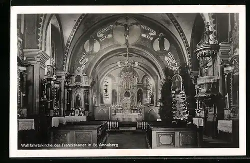 AK St. Annaberg, Wallfahrtskirche der Franziskaner, Innenansicht