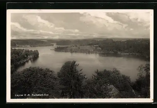 AK Lagow /N.-M., Der Tschetsch-See aus der Vogelschau