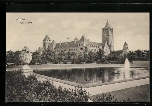 AK Posen, Teich vor dem Königlichen Schloss