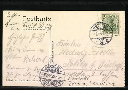 AK Breslau, Ansicht der Liebichshöhe