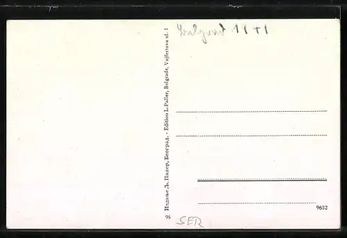 AK Belgrad, Hafen, Strassenpartie, Post und Bahnhof