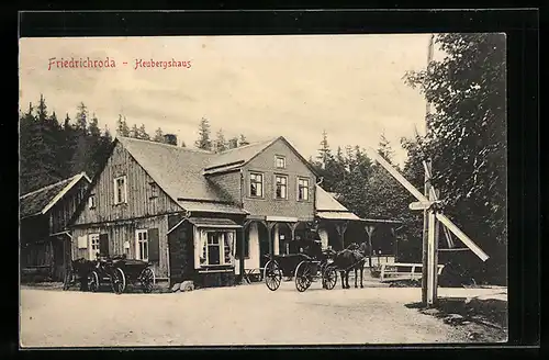 AK Friedrichroda, Heubergshaus mit Pferdewagen