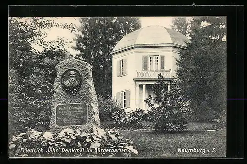 AK Naumburg / Saale, Friedrich Jahn Denkmal im Bürgergarten