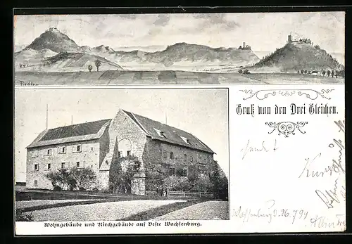 AK Wachsenburg, Drei Gleichen, Wohngebäude und Kirchgebäude auf Veste Wachsenburg