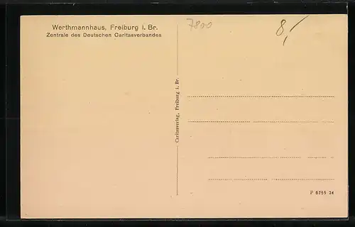 AK Freiburg, Werthmannhaus, Centrale des Deutschen Caritasverbandes, Aussenansicht