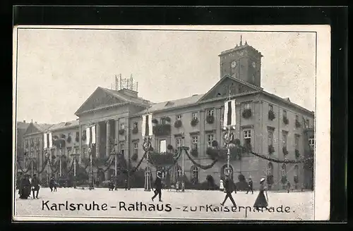 AK Karlsruhe, Rathaus zur Kaiserparade