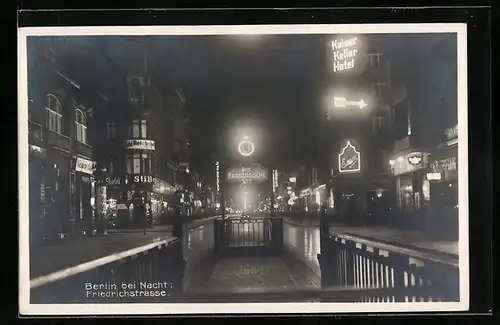 AK Berlin, Friedrichstrasse bei Nacht