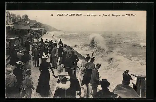 AK Villers-sur-Mer, La Digue un Jour de Tempête